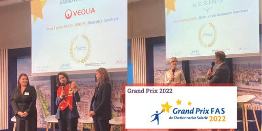 Actionnariat salarié : Le Groupe Alixio et ses clients Veolia et Kering à l’honneur à l’occasion de la remise des 18ᵉ Grand Prix FAS.